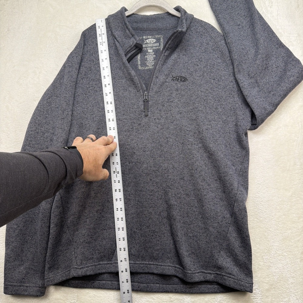 AFTCO AFTTECH Quarter Zip Pullover Mens XL Gray Heather Fishing Long Sleeve - Picture 4 of 8